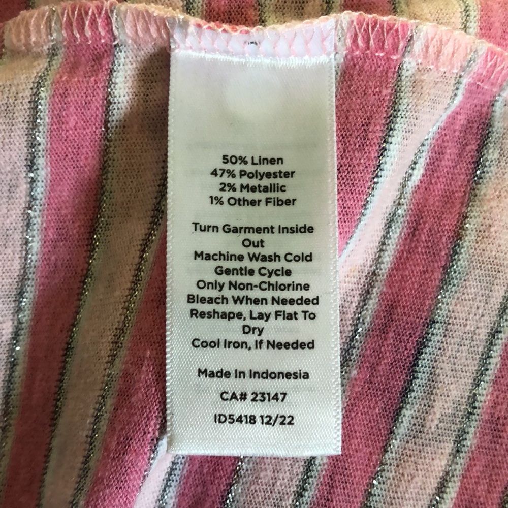 EUC Talbots linen striped top with tie detailing Size M - Picture 3 of 3